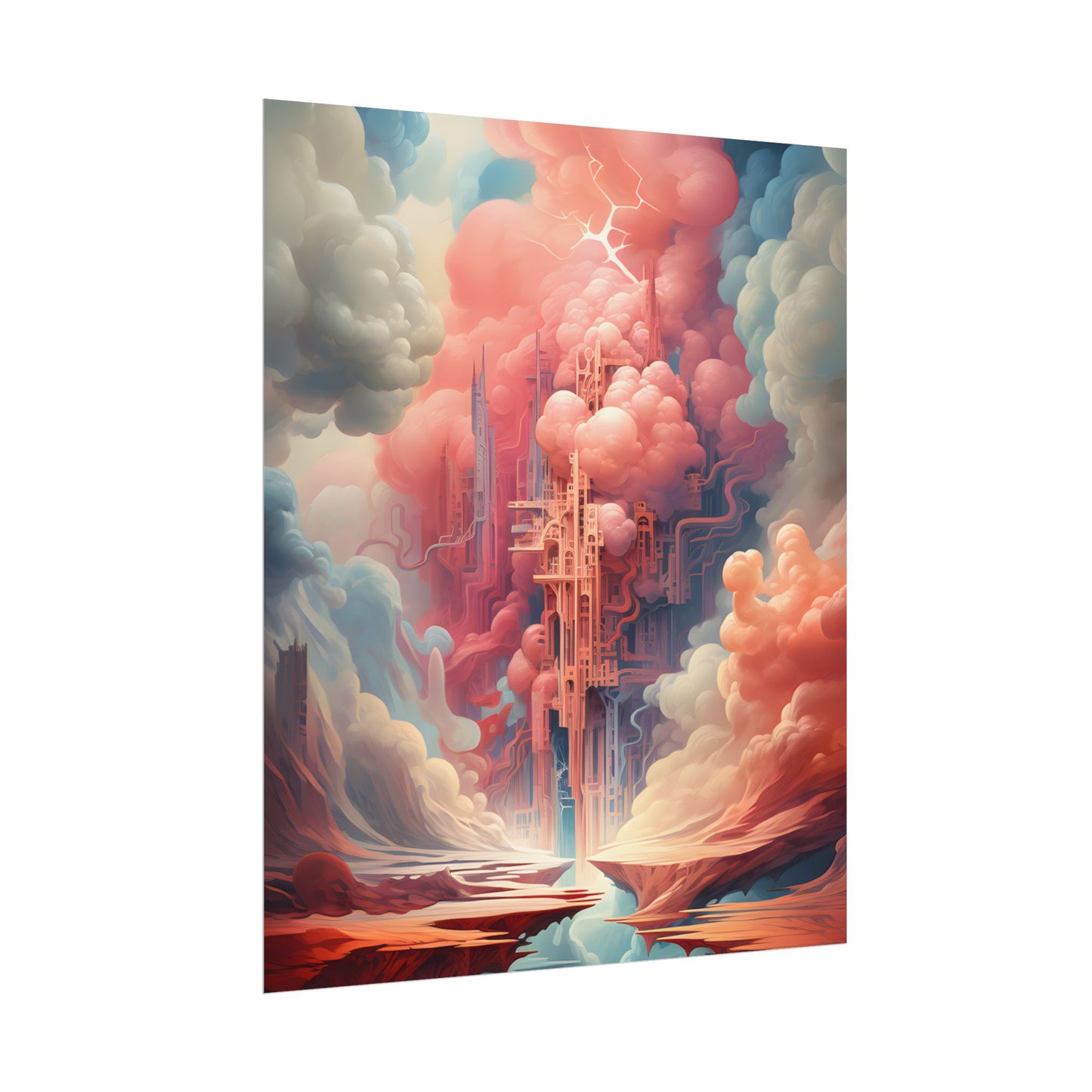 Cyber Dreamscape: Abstract Artwork in Neon Hues - Poster