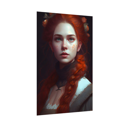 Astonishing Redhead Portrait: Elegant Young Woman in Dress - Poster