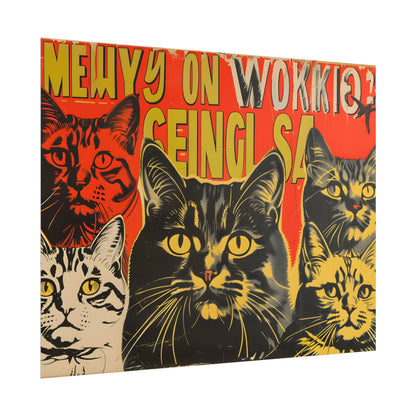 Whisked Away: A Soviet-Inspired Poster Featuring Multiple Feline Friends - Poster