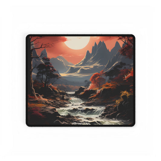 Breathtaking Waterfall Oil Painting: A Realistic Artwork - Desk Mat