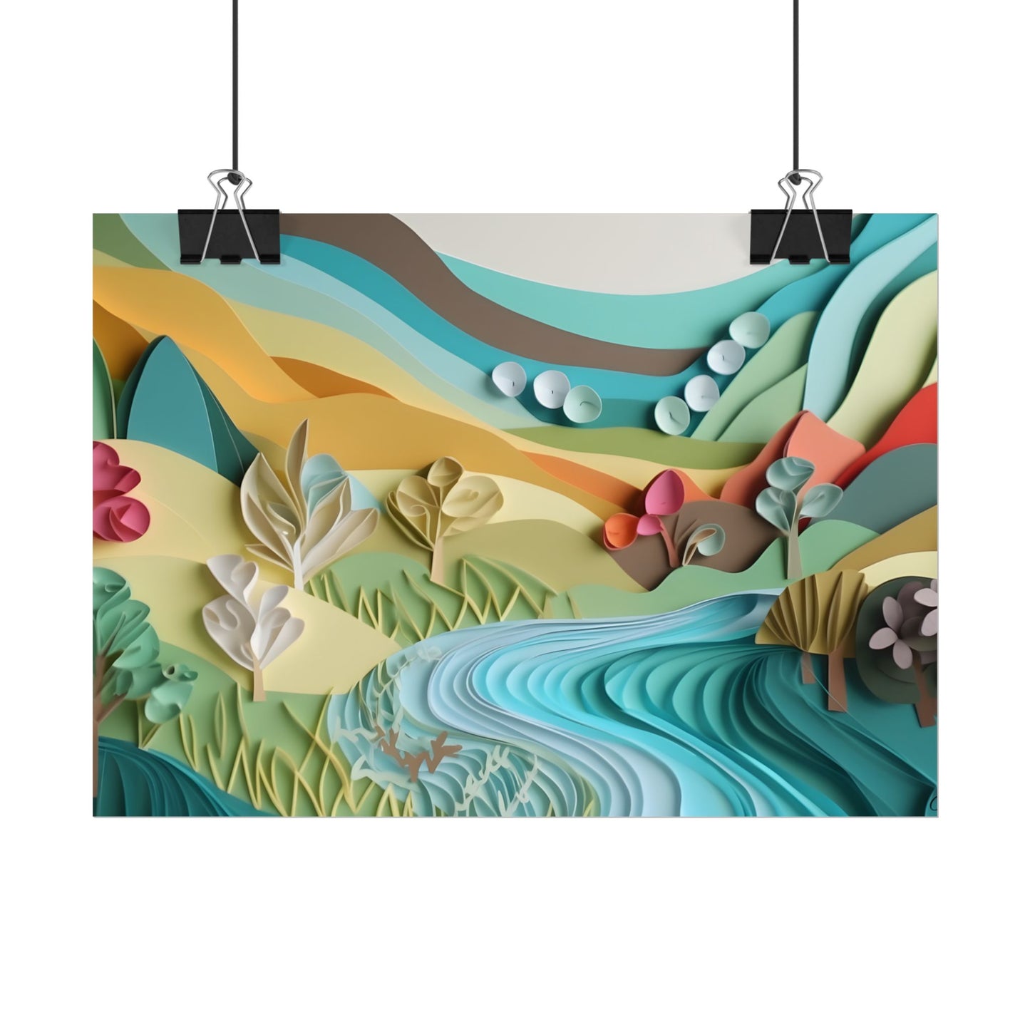Magical Peaceful Beach: Realistic Paper Quilling Art - Poster