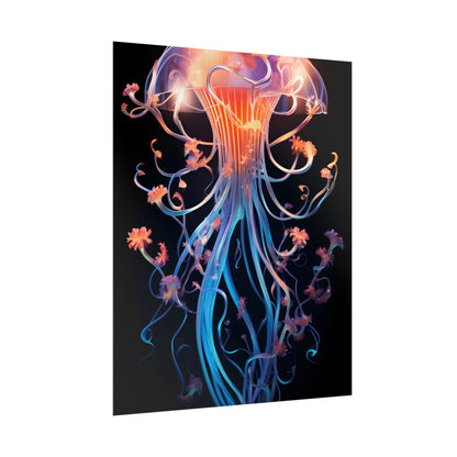 Bioluminescent Oceanic Ballet: Elegantly Poised Dancer in Underwater Performance - Poster