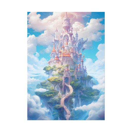 Celestial Fantasy Floating City: Dreamy Artwork - Poster