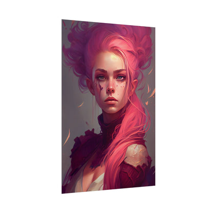 Enigmatic Portrait: Pink Hair in Darkness - Poster