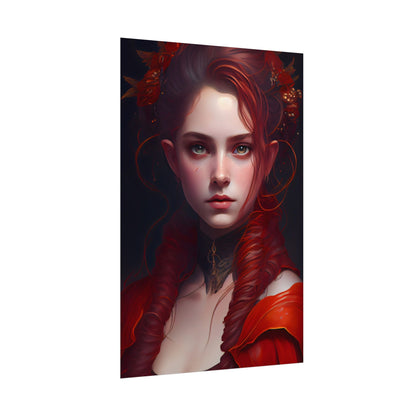 Redhead Portrait: Vibrant Dress Artwork - Poster
