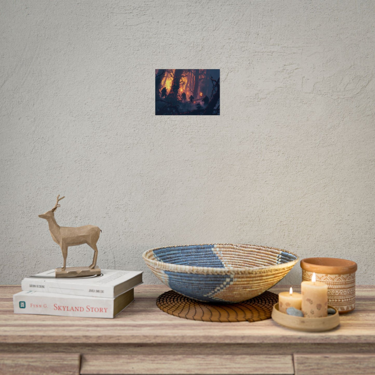 Forest Gathering at Sunset: Peaceful Woodland Scene - Poster