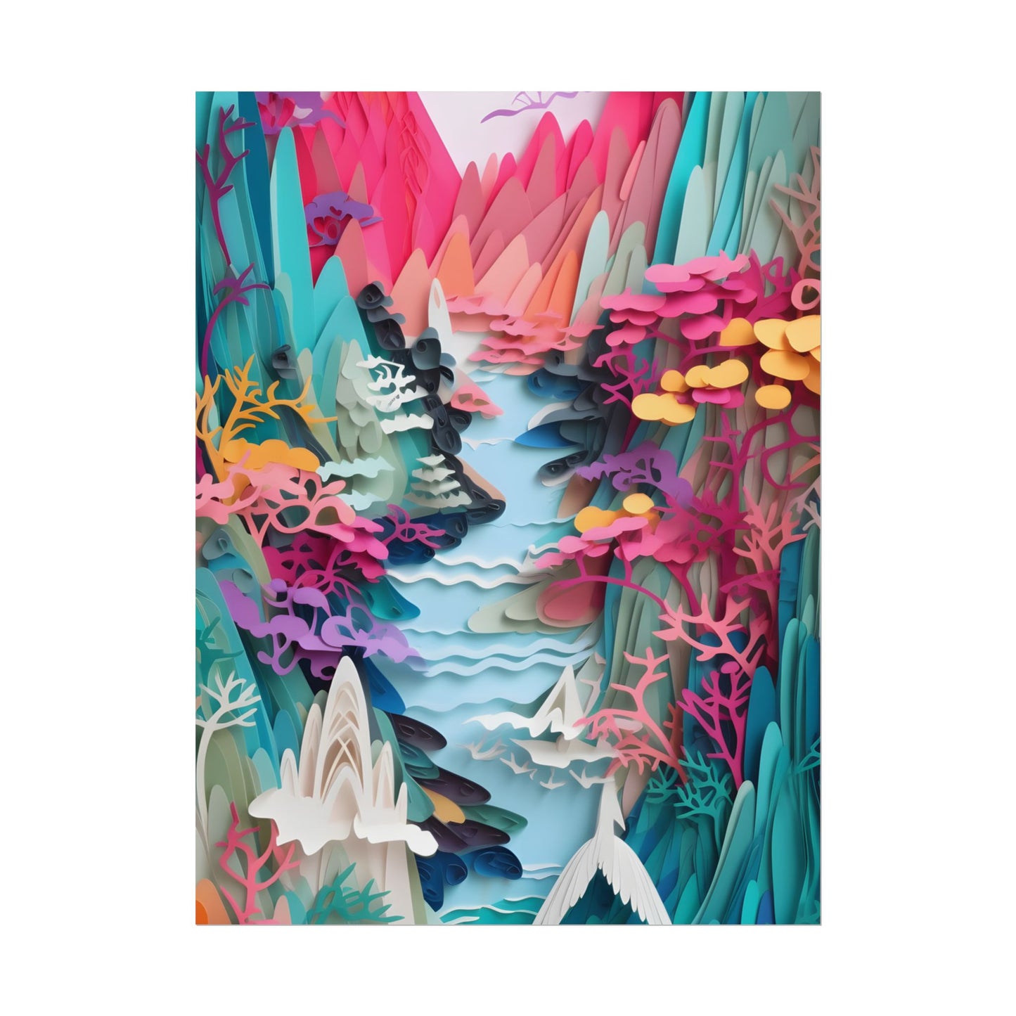 Japanese Paper Quilling Craft: Vibrant Landscape Art - Poster