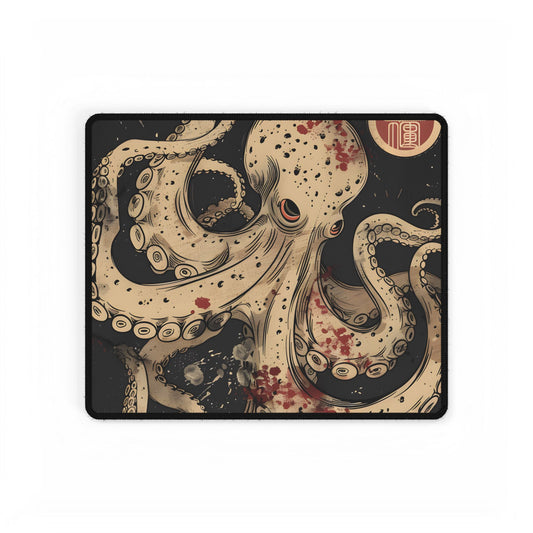 Stylized Japanese Octopus: Minimal Artwork - Desk Mat