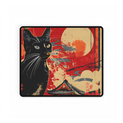 Whimsical Cat: Unconventional Smoking Scene - Desk Mat