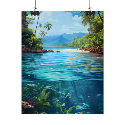 Tropical Island Oasis: Tranquil Tropical Landscape Art - Poster
