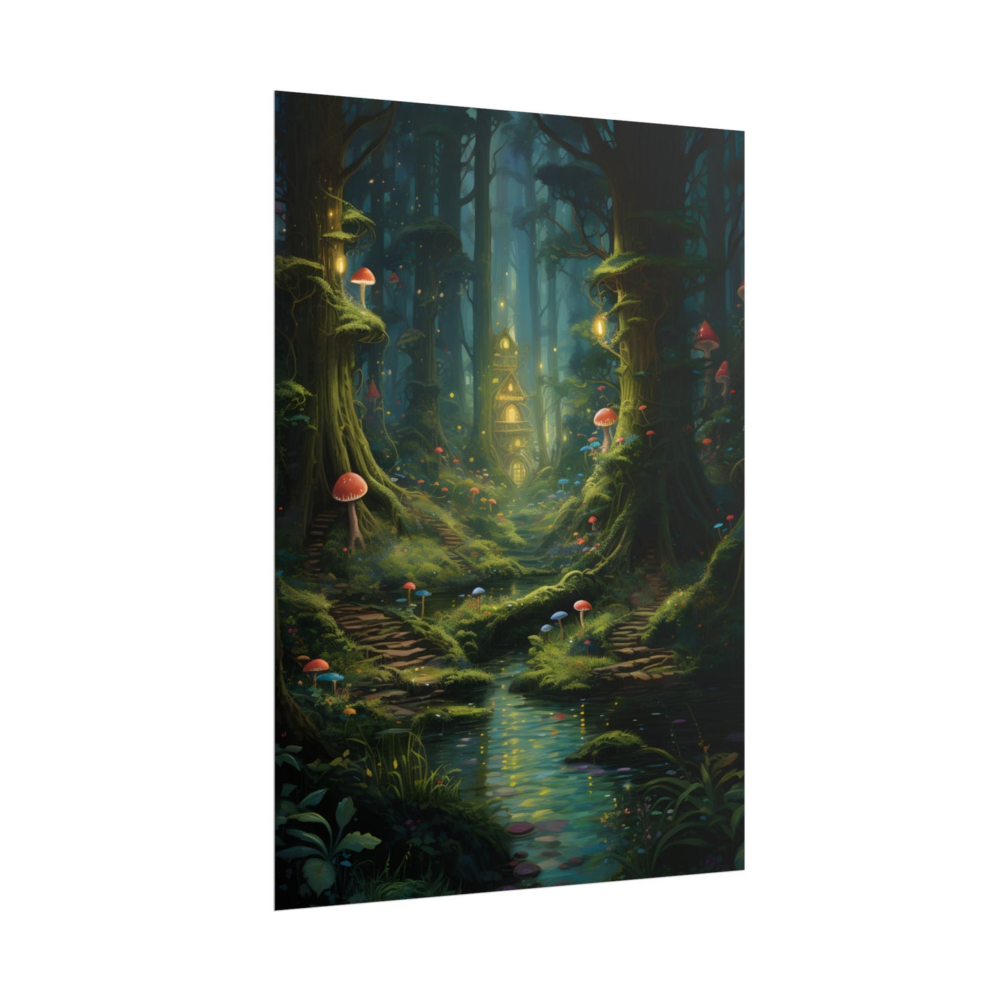 Enchanted Forest: Grimm's Fairy Tale Characters in Serene Woods - Poster