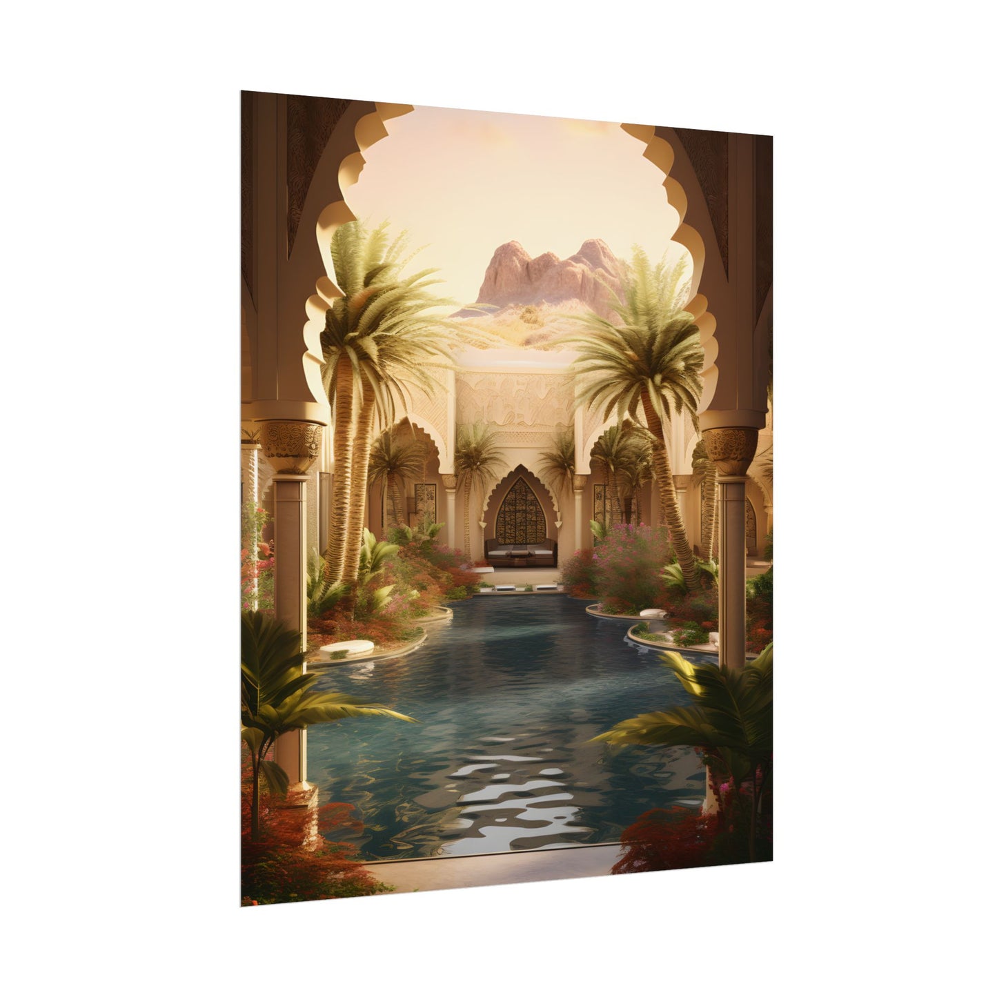Serene Desert Oasis Art: Arabian Nights-Inspired Print - Poster