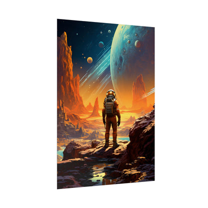 Futuristic Wilderness Explorer: Solo Journey in the Unknown - Poster