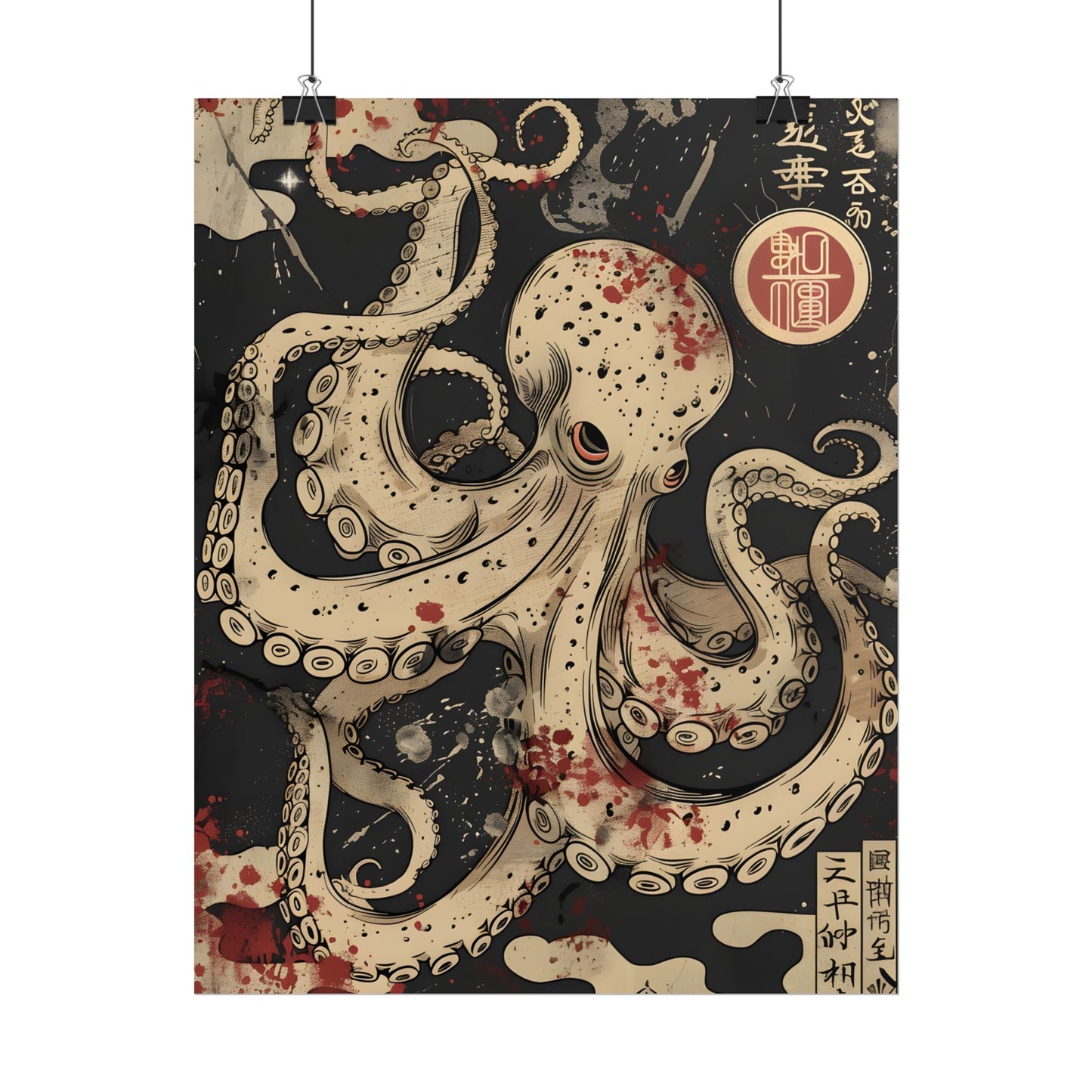 Stylized Japanese Octopus: Minimal Artwork - Poster