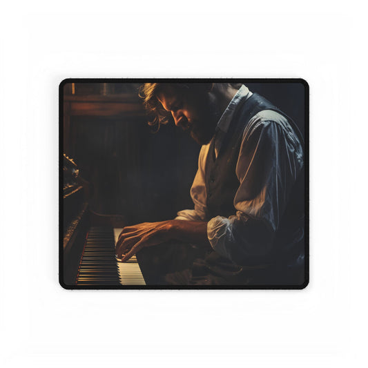 Mysterious Piano Maestro: Musical Artwork - Desk Mat