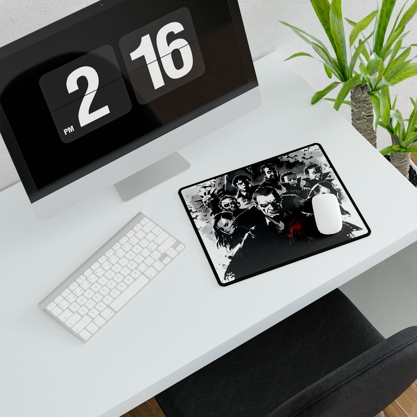 Mischievous Vampires: Dark Digital Artwork with Charismatic Leader - Desk Mat