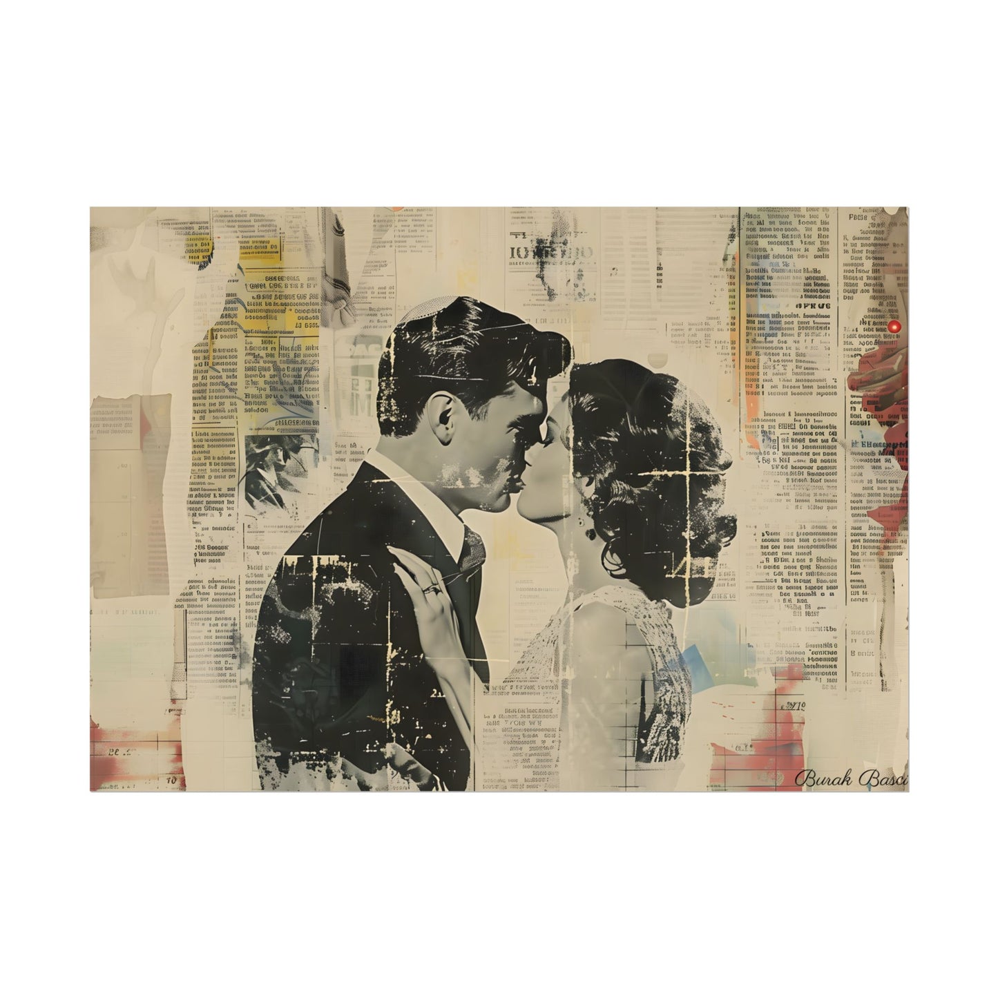 Vintage Romance: Celebratory Couple Art Poster - Poster