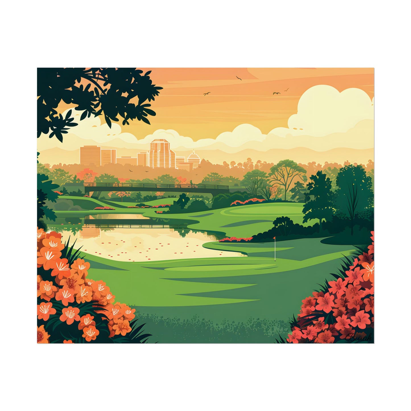 Retro Golf Illustration: Augusta National Georgia - Poster