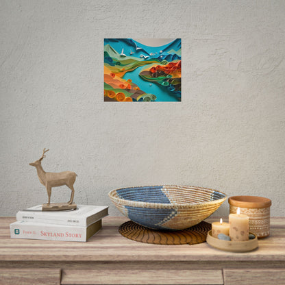 Magical Beach Paradise: Peaceful Paper Quilling Art - Poster