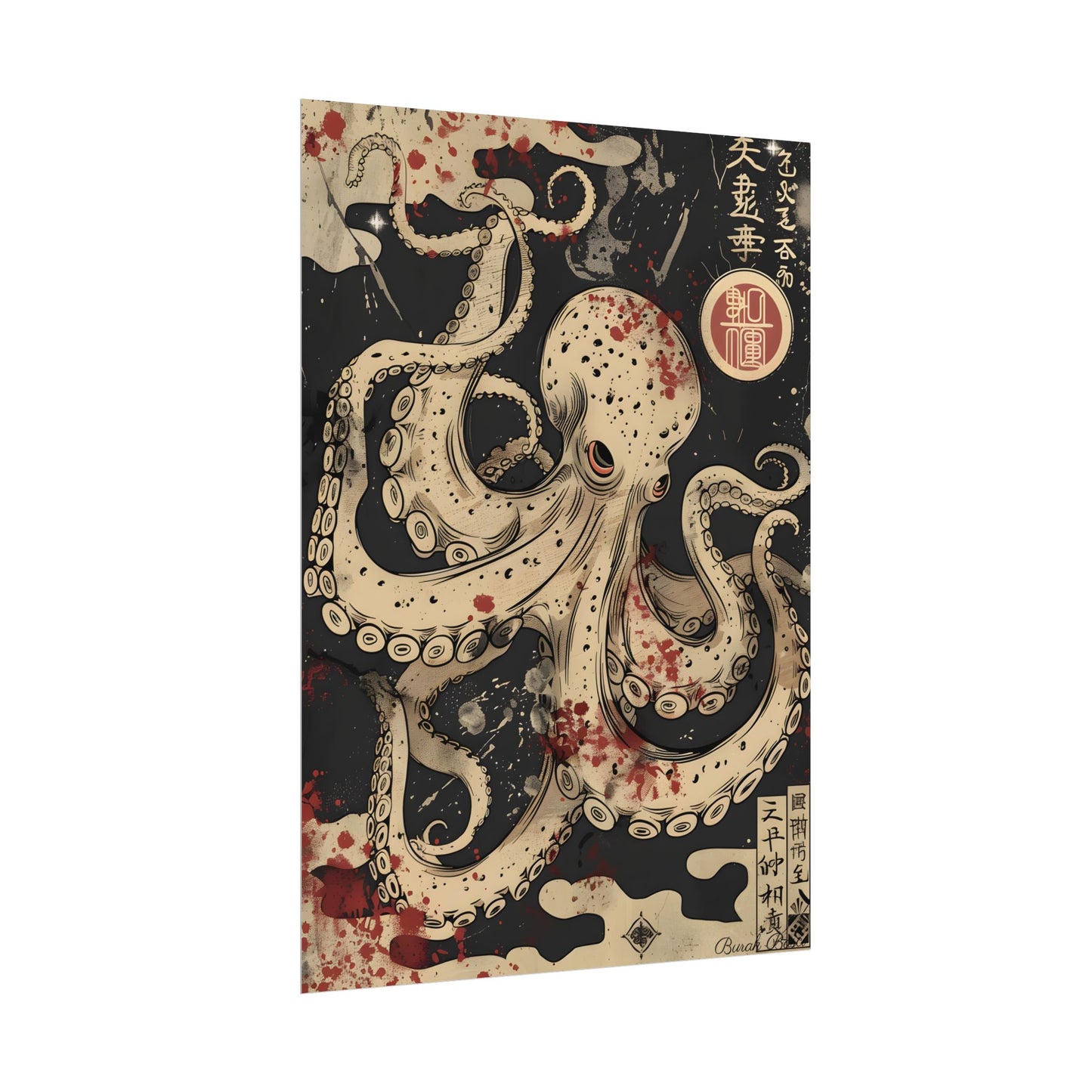 Stylized Japanese Octopus: Minimal Artwork - Poster