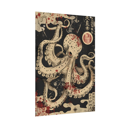 Stylized Japanese Octopus: Minimal Artwork - Poster
