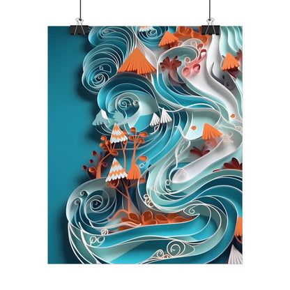 Paper Quilled Canyon Landscape: Natural Desert Artwork - Poster