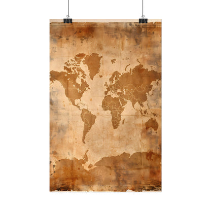 Vintage World Map: Artistic Cartography on Canvas - Poster