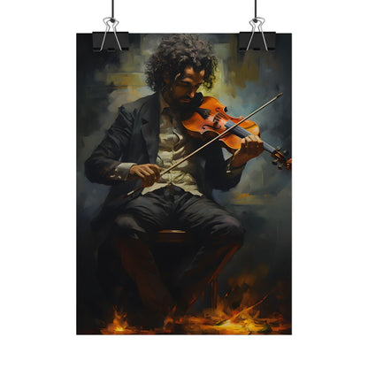 Mysterious Musician Portrait: Digital Artwork - Poster