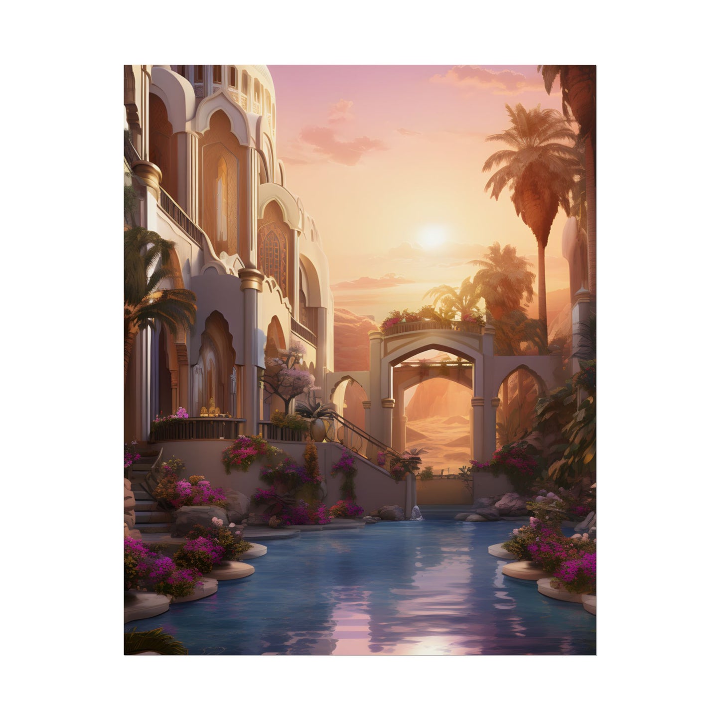 Desert Oasis Serenity: Arabian Nights-Inspired Artwork - Poster