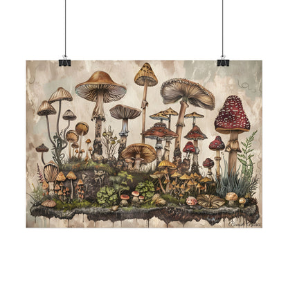 Vintage Mushroom Illustrations: A Collection of Unique Fungi - Poster