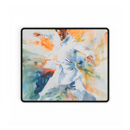 Watercolor Dance: A Historical Man in White Artwork - Desk Mat