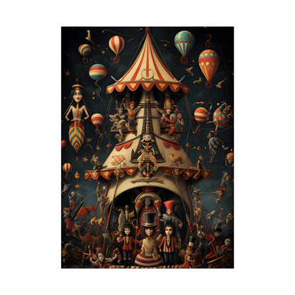 Whimsical Clockwork Circus: Fantastical Artwork in Vibrant Colors - Poster
