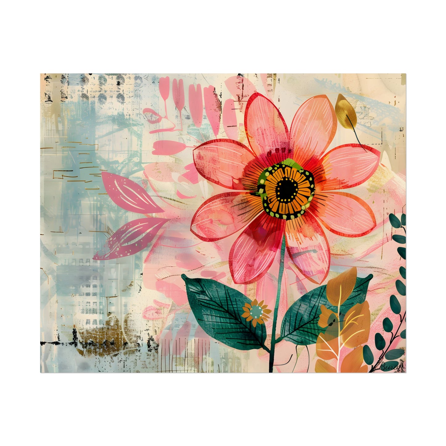 Blooming Growth: Whimsical Flower Art - Poster