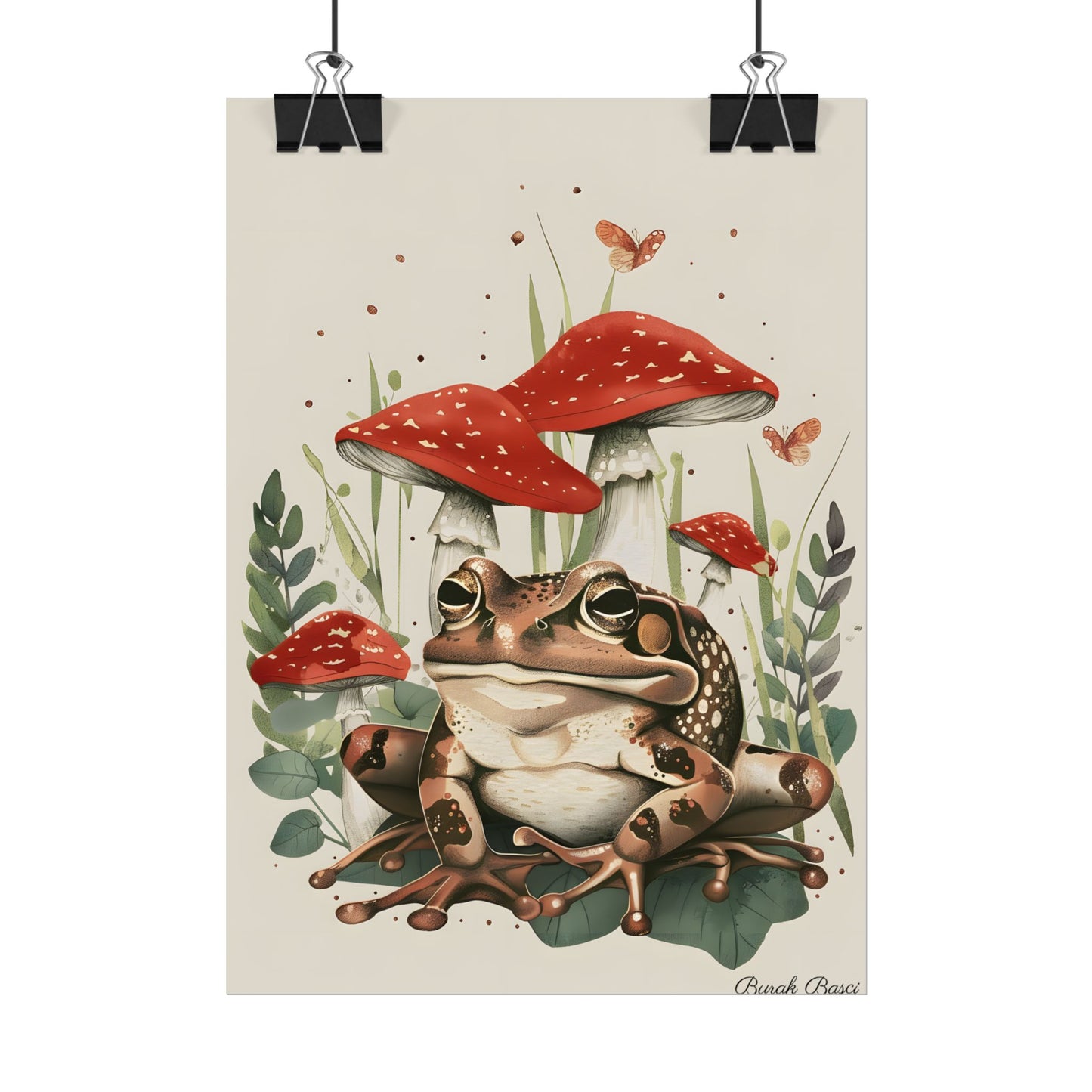 Retro Frog Smile: Colorful Mushroom Friends - Poster