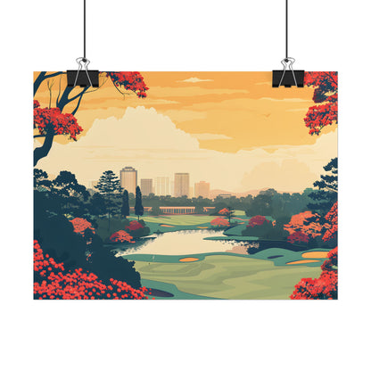 Retro-Style Augusta Georgia Golf Course: Vibrant Illustration Art - Poster