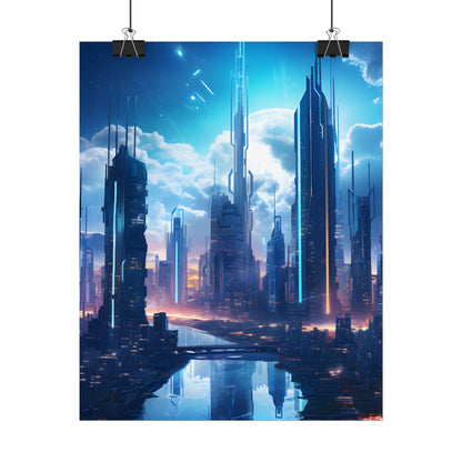 Dark Future Cityscape: Cyberpunk Dystopia Neon Artwork - Poster