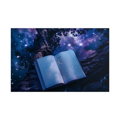 Mystical Night Sky: Celestial Dreams with Crescent Moon and Stars - Poster