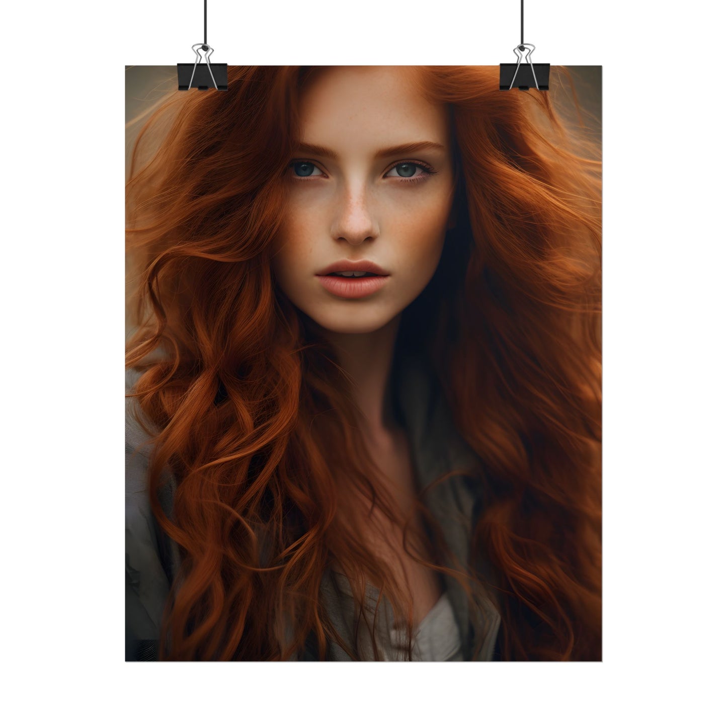 Gorgeous Redhead Woman: Natural Beauty Artwork - Poster