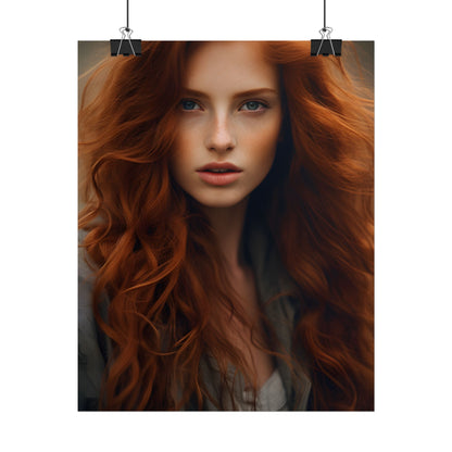 Gorgeous Redhead Woman: Natural Beauty Artwork - Poster