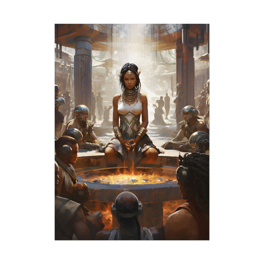 Futuristic Tribal Harmony: A Vision of Peace - Poster
