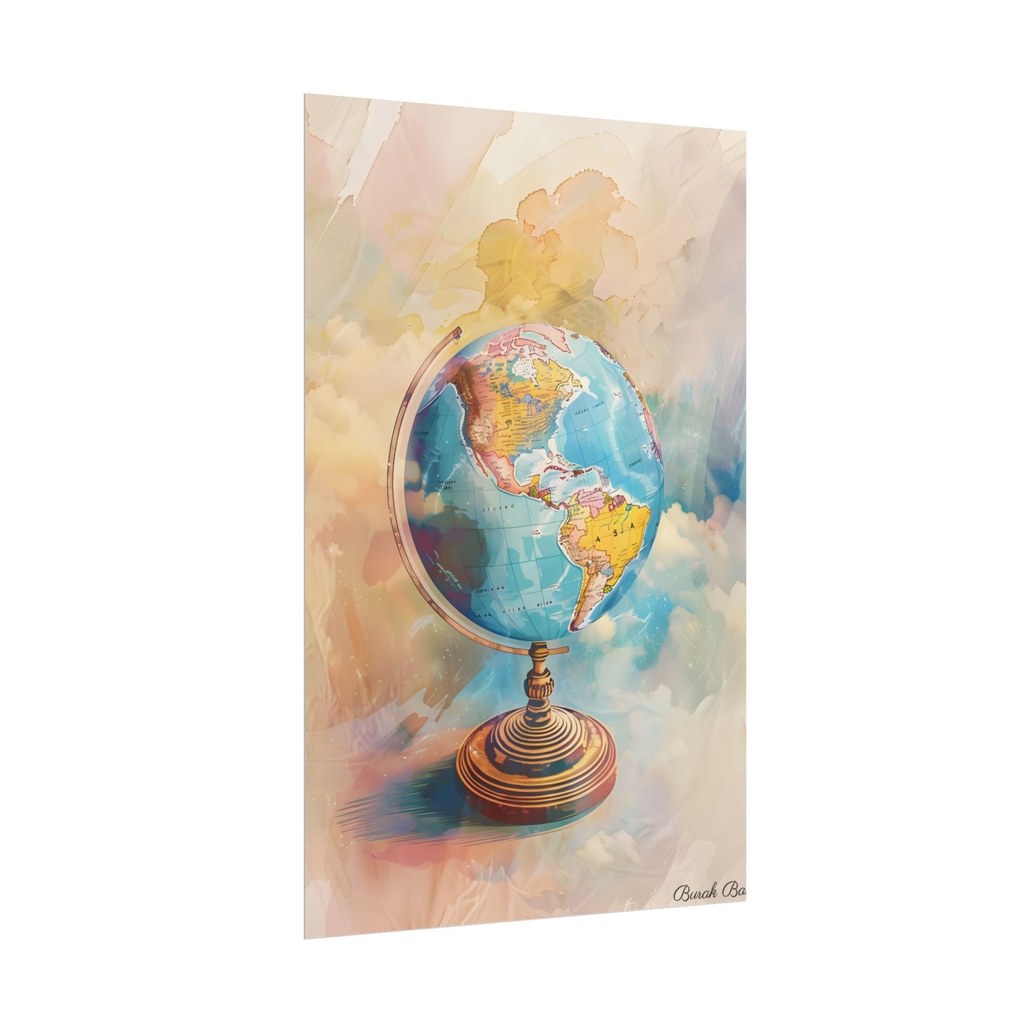Vintage Globe Adventure: 80 Iconic Landmarks on a Classic Map - Poster