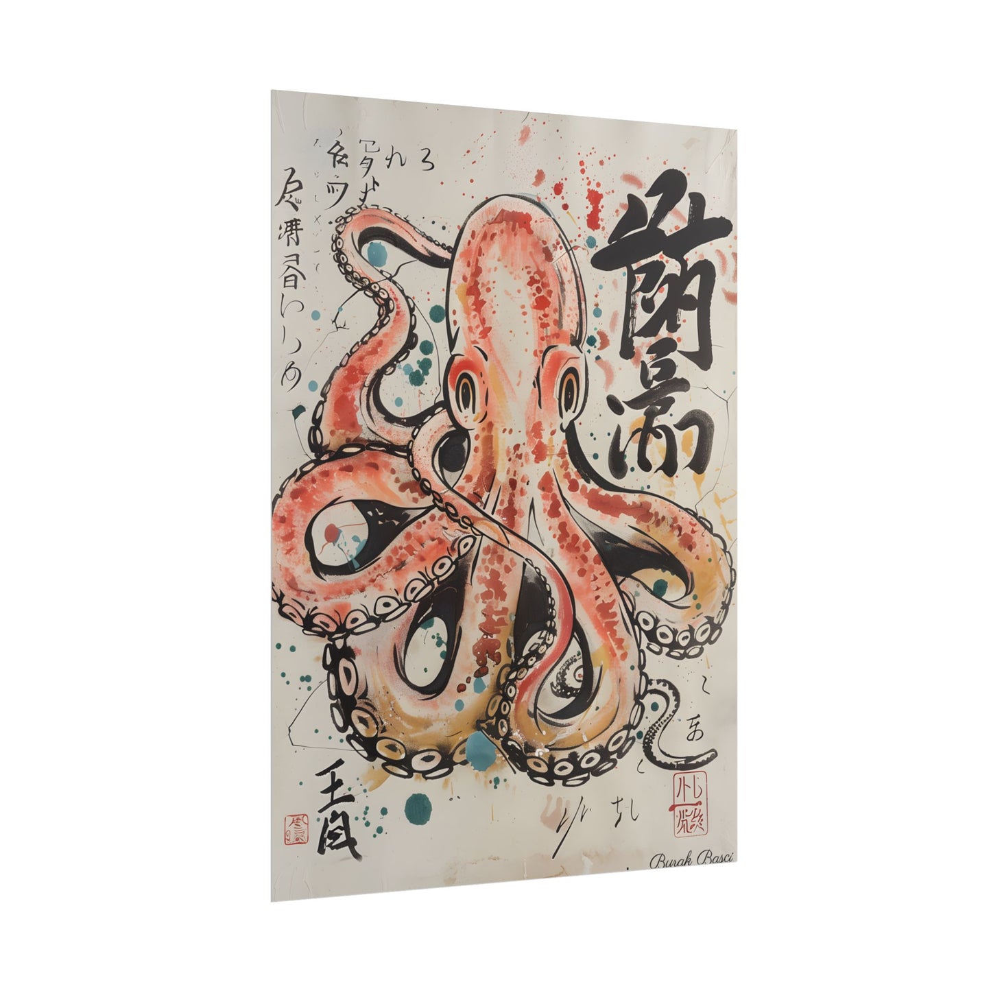 Traditional Japanese Octopus Artwork: Ukiyo-e Print - Poster