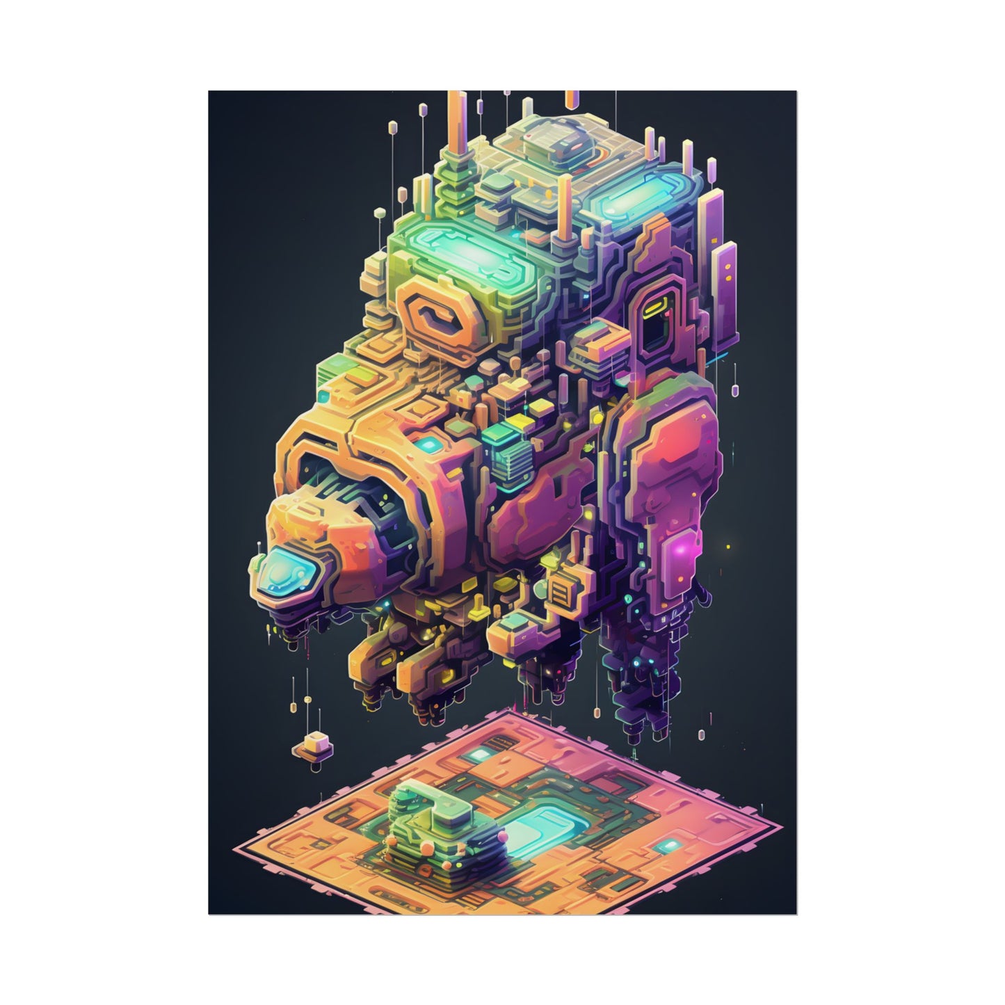 Pixel Punk Pets: Digital Artwork of Cyber-Pets in Pixelated World - Poster