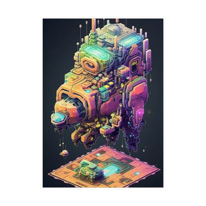 Pixel Punk Pets: Digital Artwork of Cyber-Pets in Pixelated World - Poster