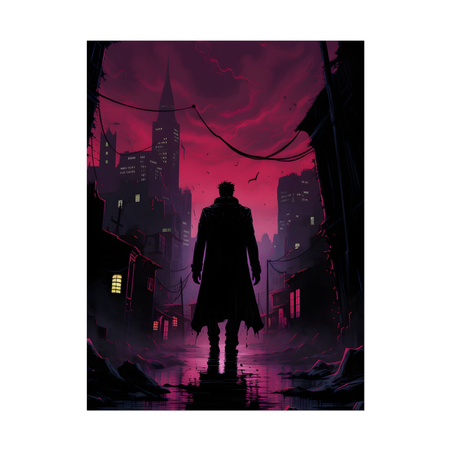 Gritty Urban Scene: Detective in Thought - Poster