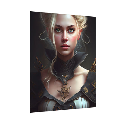 Stunning Blonde Portrait: Elegant Vintage Dress - Poster