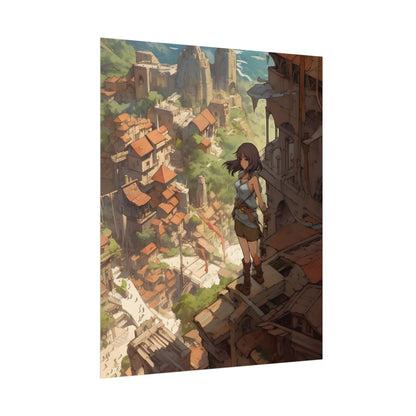 Dramatic Anime Feather: Bird's Eye View Illustration - Poster