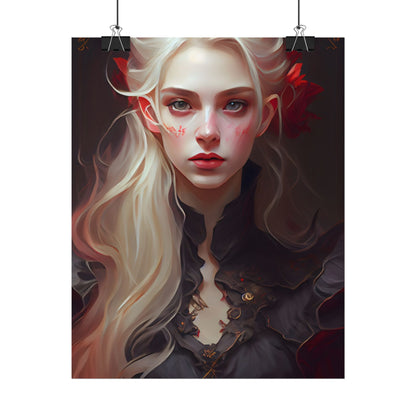 Beautiful Blonde Portrait: A Stunning Female in Black Top - Poster