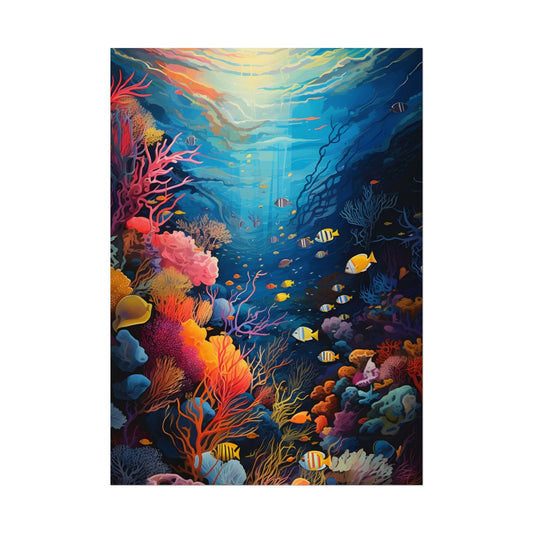 Vibrant Coral Reef Sanctuary: Teeming with Colorful Coral - Poster