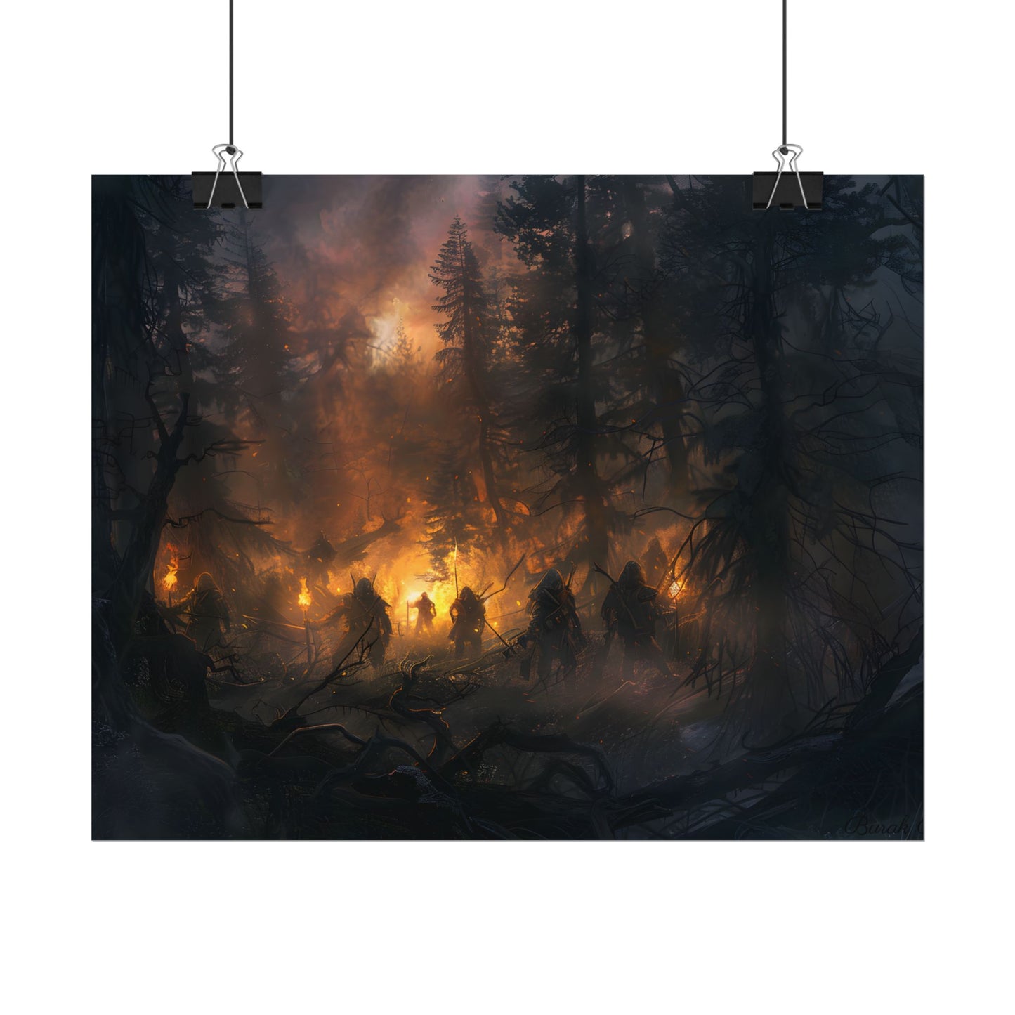 Tranquil Forest Sunset: People Connecting with Nature - Poster